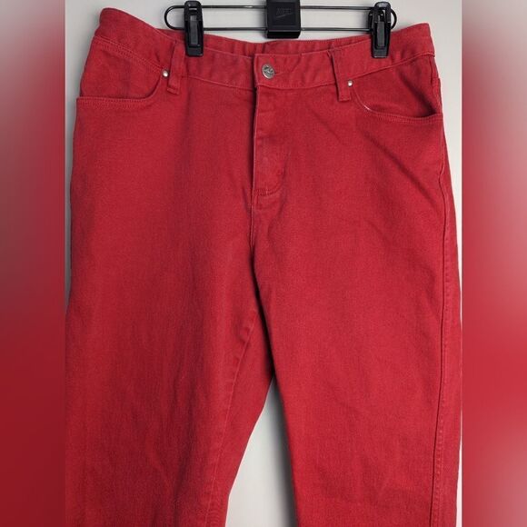 women's wrangler Red stretch straight leg 9/10 - Picture 3 of 10
